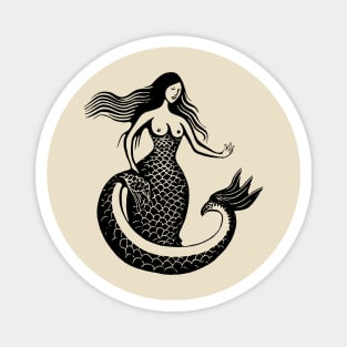 Woodcut Mermaid Magnet